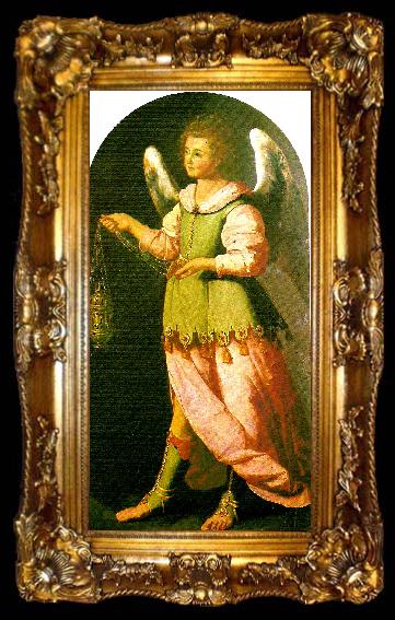 framed  Francisco de Zurbaran angel with incense- burner, looking to the left, ta009-2